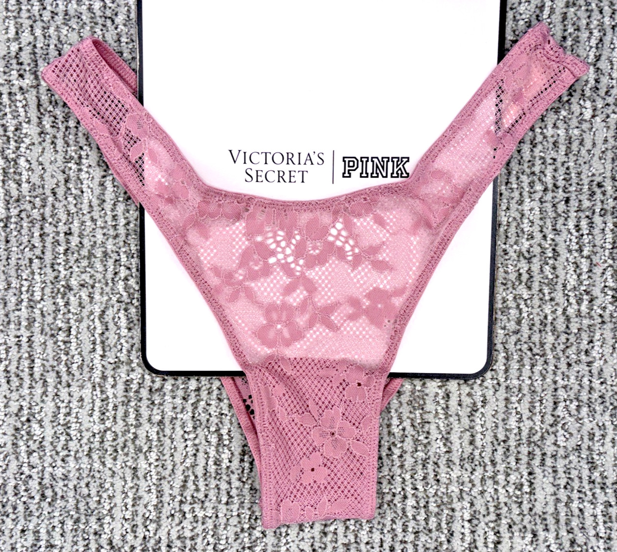 Victoria’s Secret Dream Angels NWT Small Pink Open Back Lace Brazilian Panty