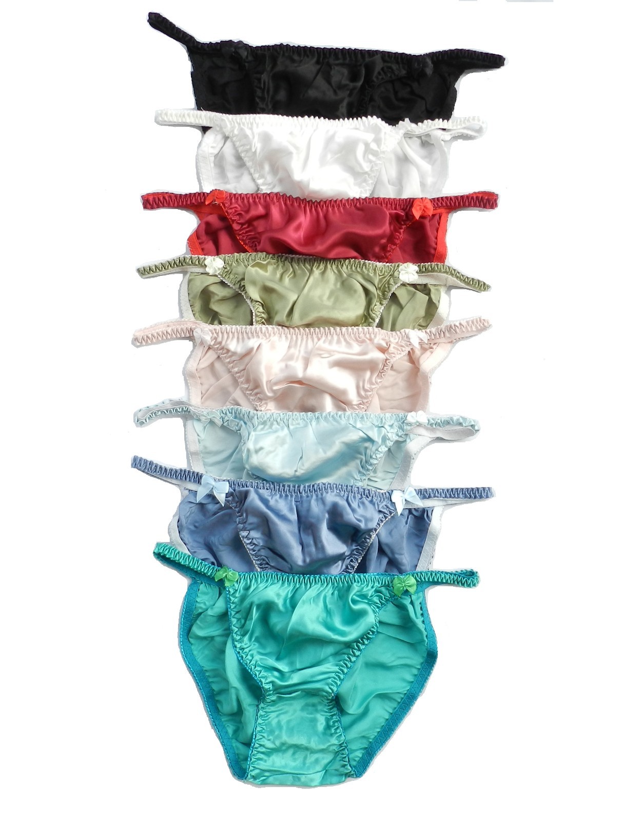 6 Pieces 100% Pure Silk Women’s String Bikini Panties Size S M L XL 2XL
