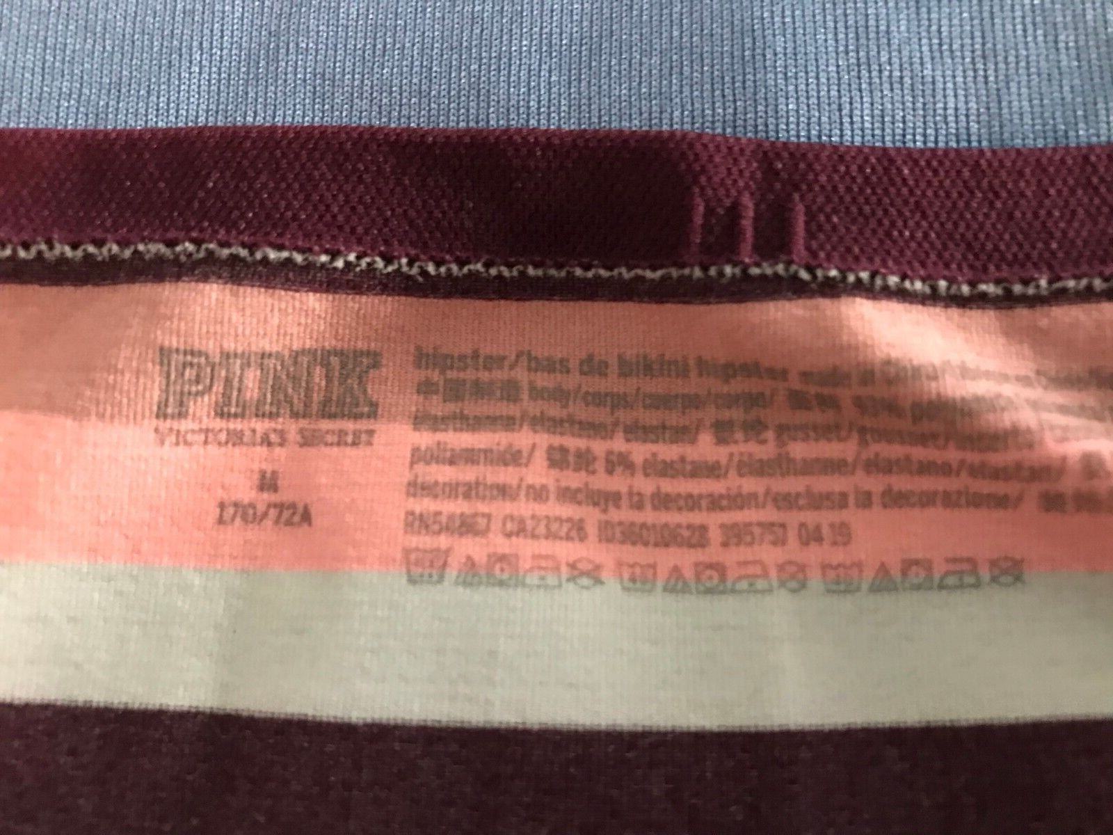 NEW~Victoria Secret PINK~SOFT SEAMLESS TAGLESS HIPSTER / maroon /Size M 170/72A.