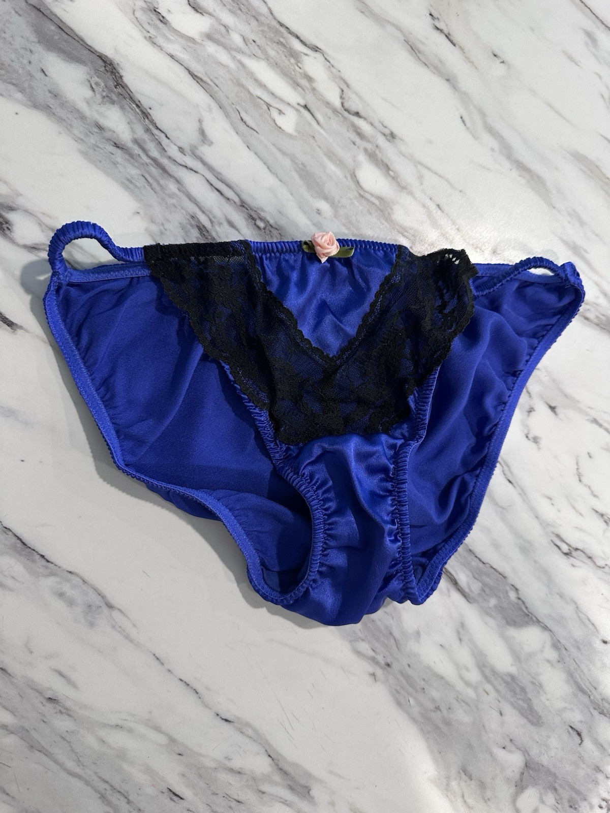 Victorias Secret 2010 Satin String Bikini Panties Periwinkle Small Vintage Y2K