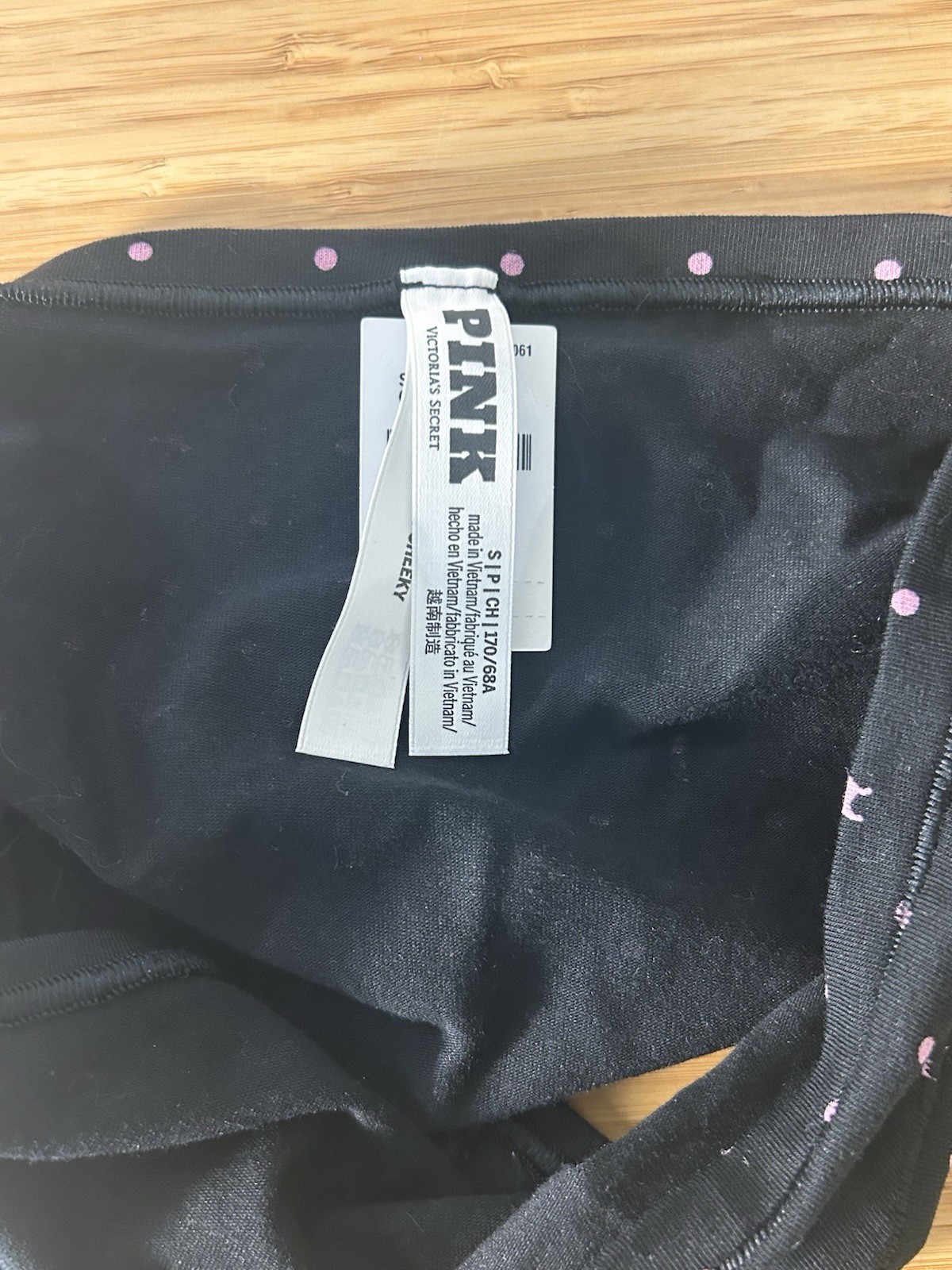 Victoria’s Secret PINK Black Cheeky w/ Pink Dog Graphic Size S