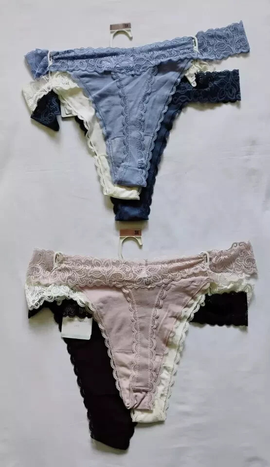 Tranquil & True 3-Pack Cotton/Lace Thongs Size 3X Multicolor (LOT OF 2 PACKS)