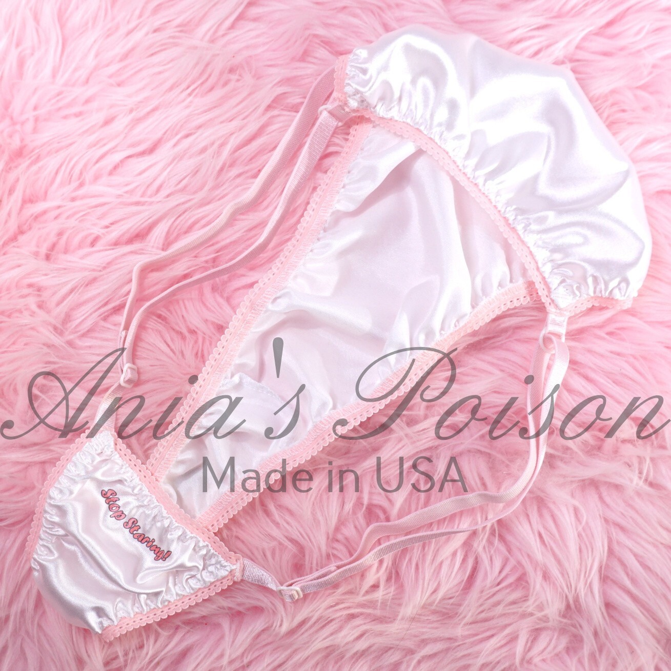 SATIN Humiliation T back Sissy Whale Tail thongs Peekaboo text! Custom available