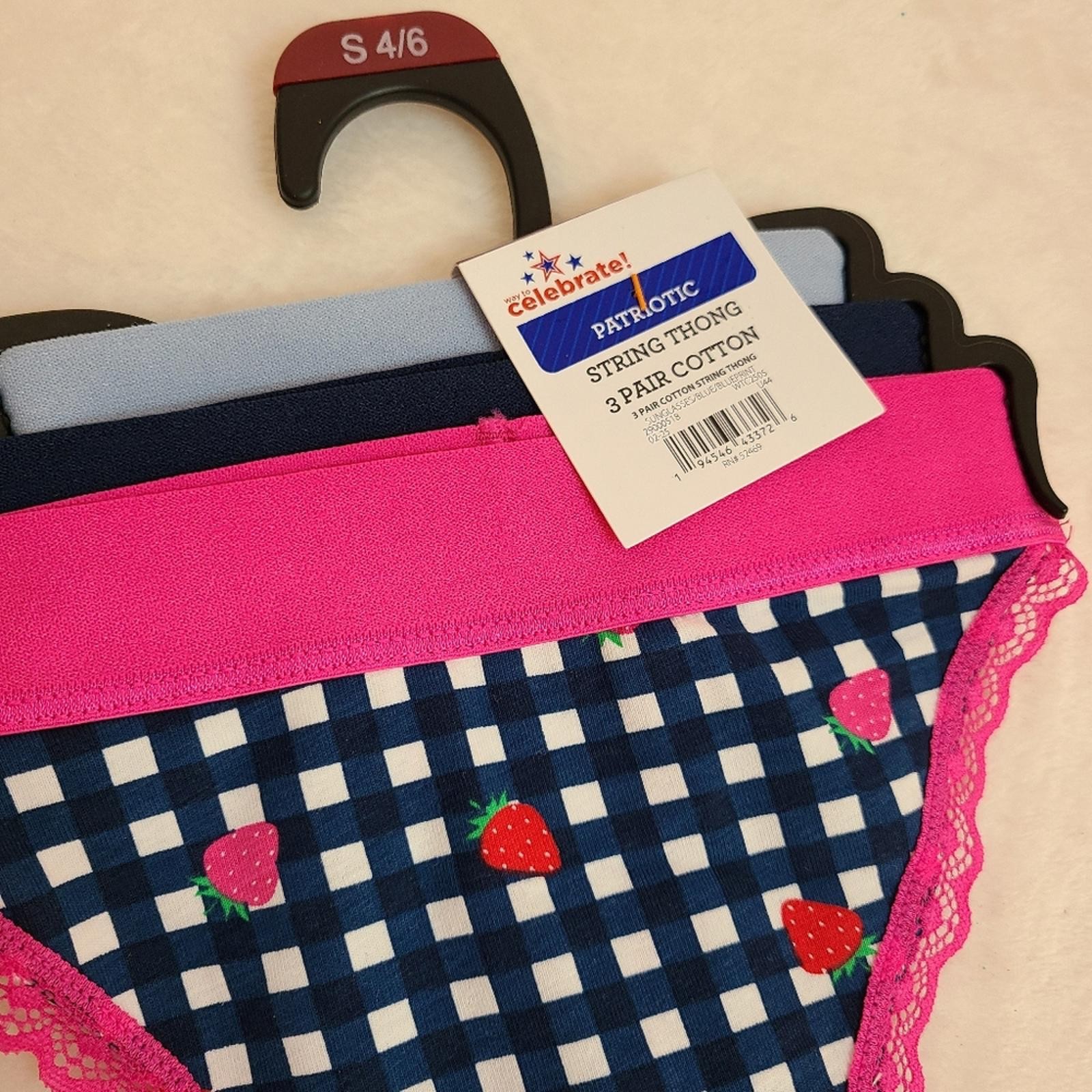 Walmart 3pk Summer Cotton & Lace Thong Panties Size Sm