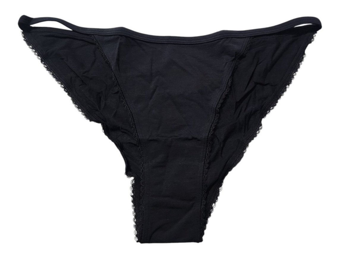 Parade Womens L String Cheeky w/ Fem Trim Underwear Panty Eightball Black 11166