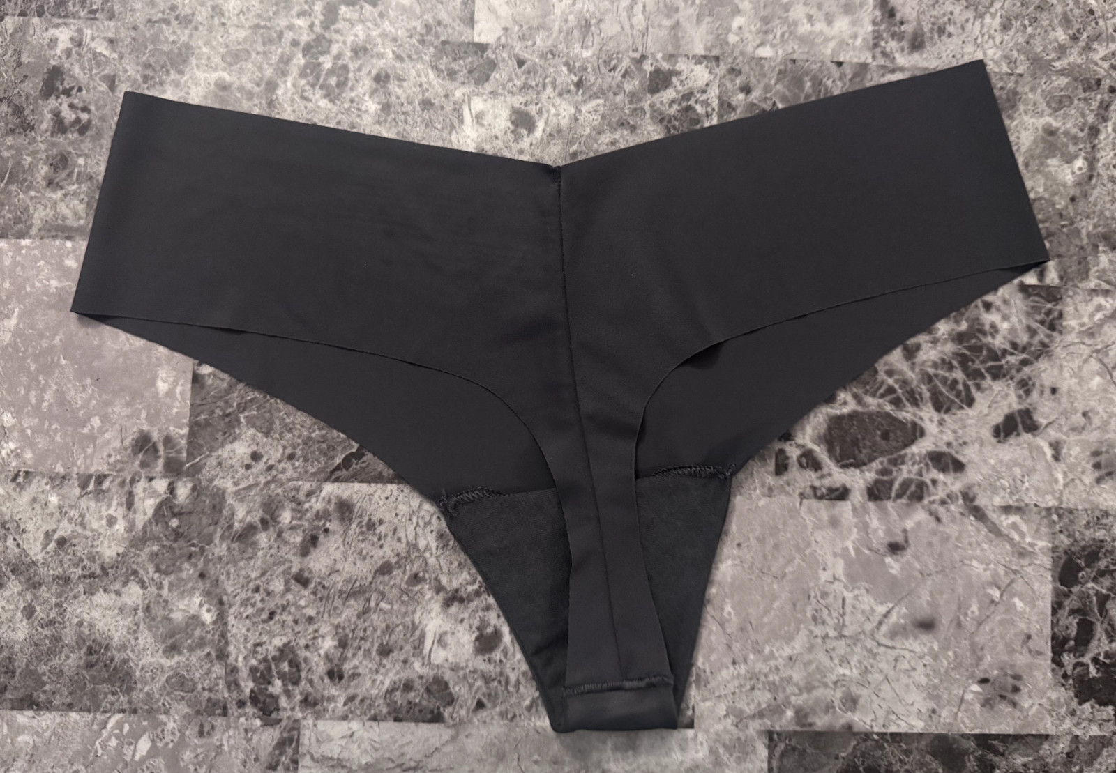 VICTORIA’S SECRET PINK GRAY SILVER RHINESTONE BUTTERFLY NO SHOW THONG PANTIES