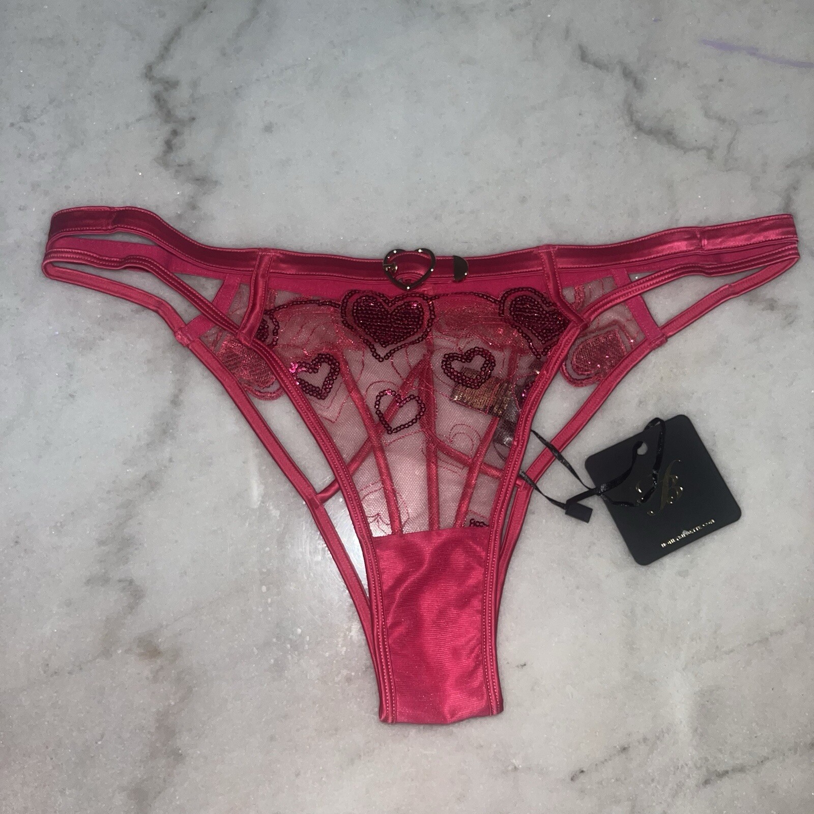 New honey birdette Juliete High Leg Brazillian Hot Pink Brief Size Large