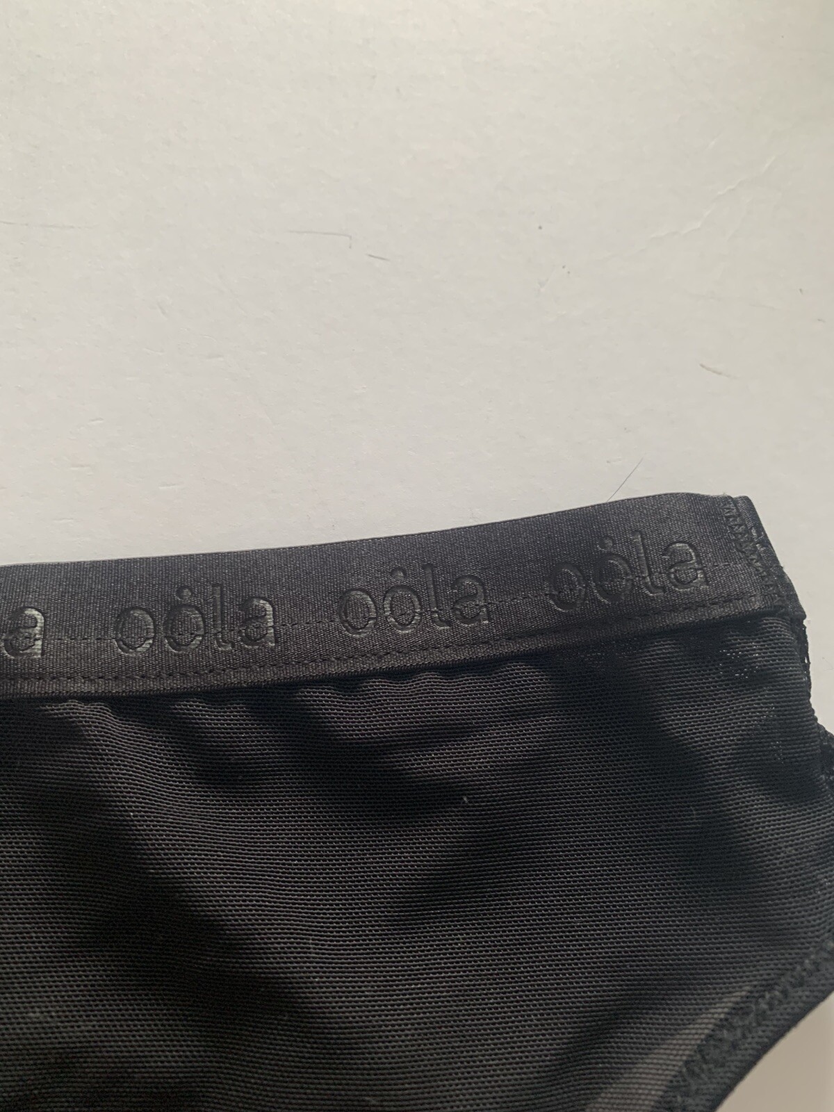 Oola Lace & Logo Bikini Brief 18-20 Black Mesh Rose Gold Hardware RRP £22 BNWT