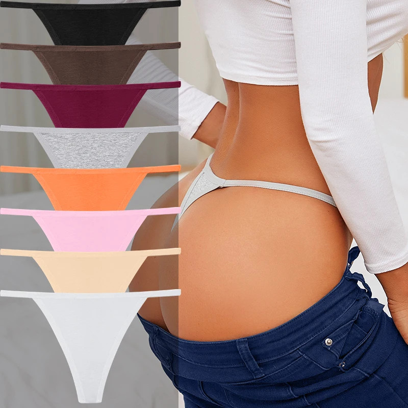 Cotton Thong Panties Low Rise Women’s Breathable G String Underwear 8 Pcs