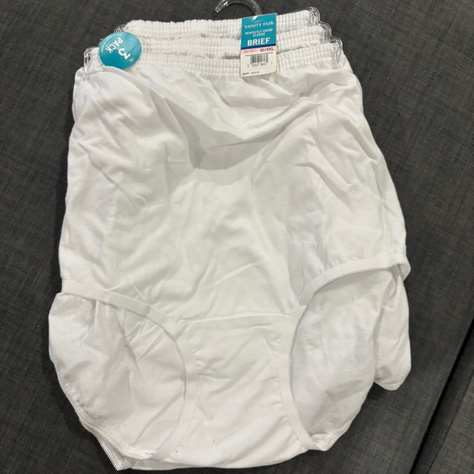 3 pack VANITY FAIR Perfectly Yours Classic Cotton 15320 Brief White 10/3XL