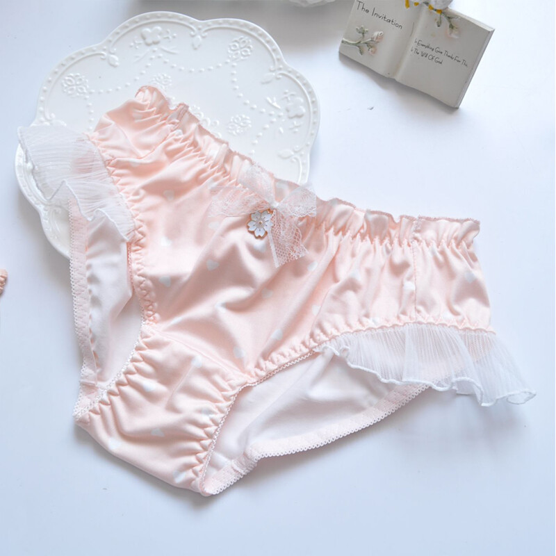 1/4pack Womens Ruffle Knickers Milk Silk Lolita Bikini Frilly Panties Underwear