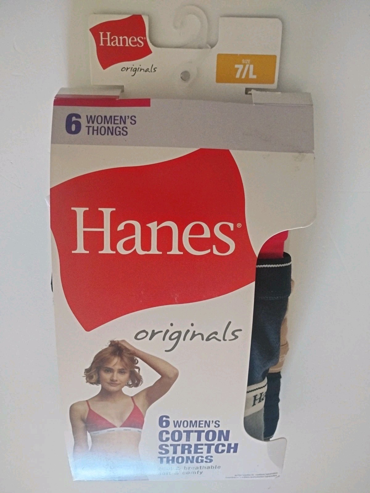 Hanes Women’s Cotton Stretch Thong Panties Underwear 6-Pack Assorted Colors Sz L
