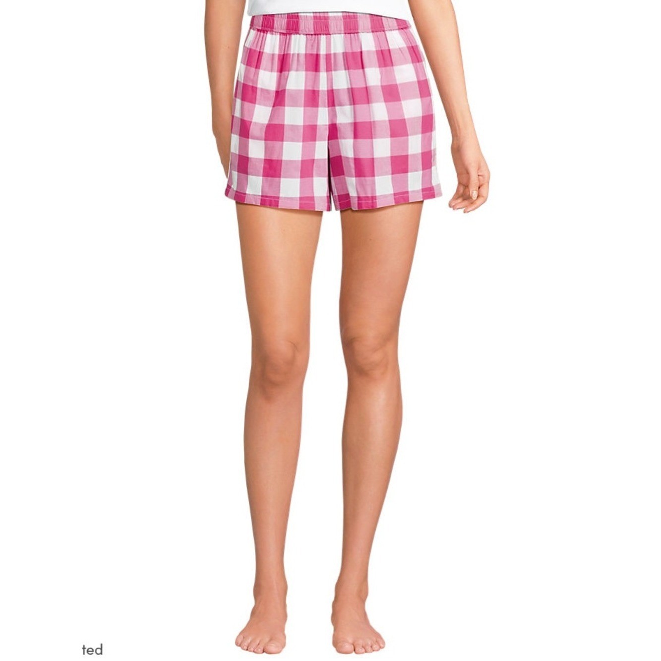 Lands’ End Poplin Sleep Boxer Shorts size XL NWT Hot Pink Gingham