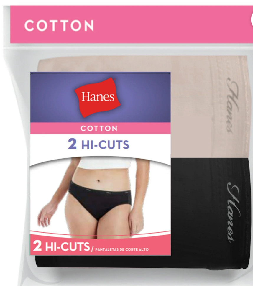 Womens Hanes Cotton 2 PACK You Choose Style-Bikinis Briefs Hi-Cut & Sz: 6-10