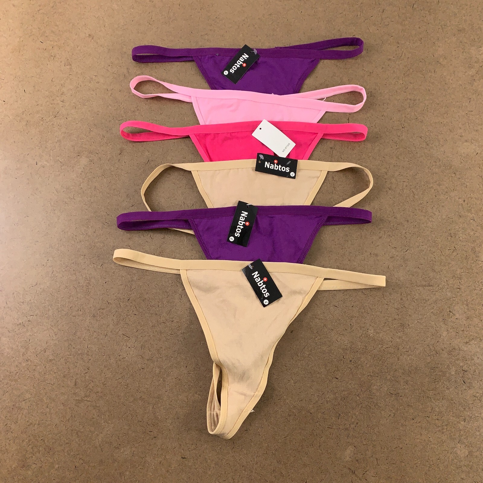 Nabtos Women’s Size XL Multicolor Cotton Blend Strappy Thong Panty 6 Pack NWT