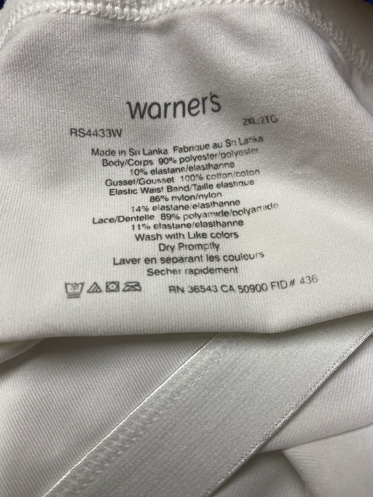 Warners 2XL White Panties Shiny Panel Polyester Blend