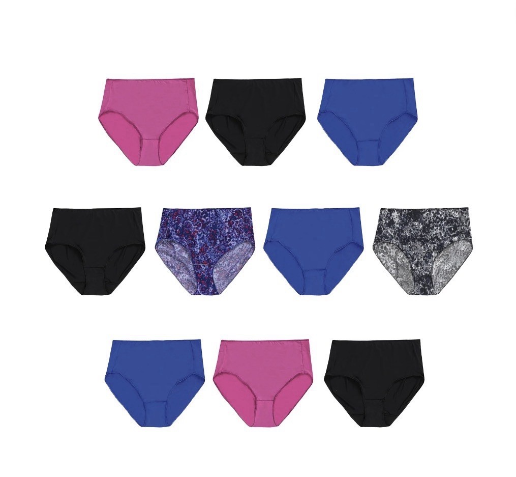 10-Pack HANES Women’s Size 9/2XL Microfiber Tagless Briefs Smooth Cool Comfort