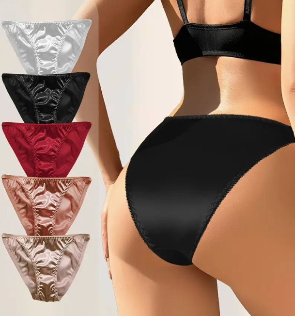 5 Pack Liquid Satin Cheeky Panty Bikini Sexy Naughty Slippery Sissy Size S 🔥