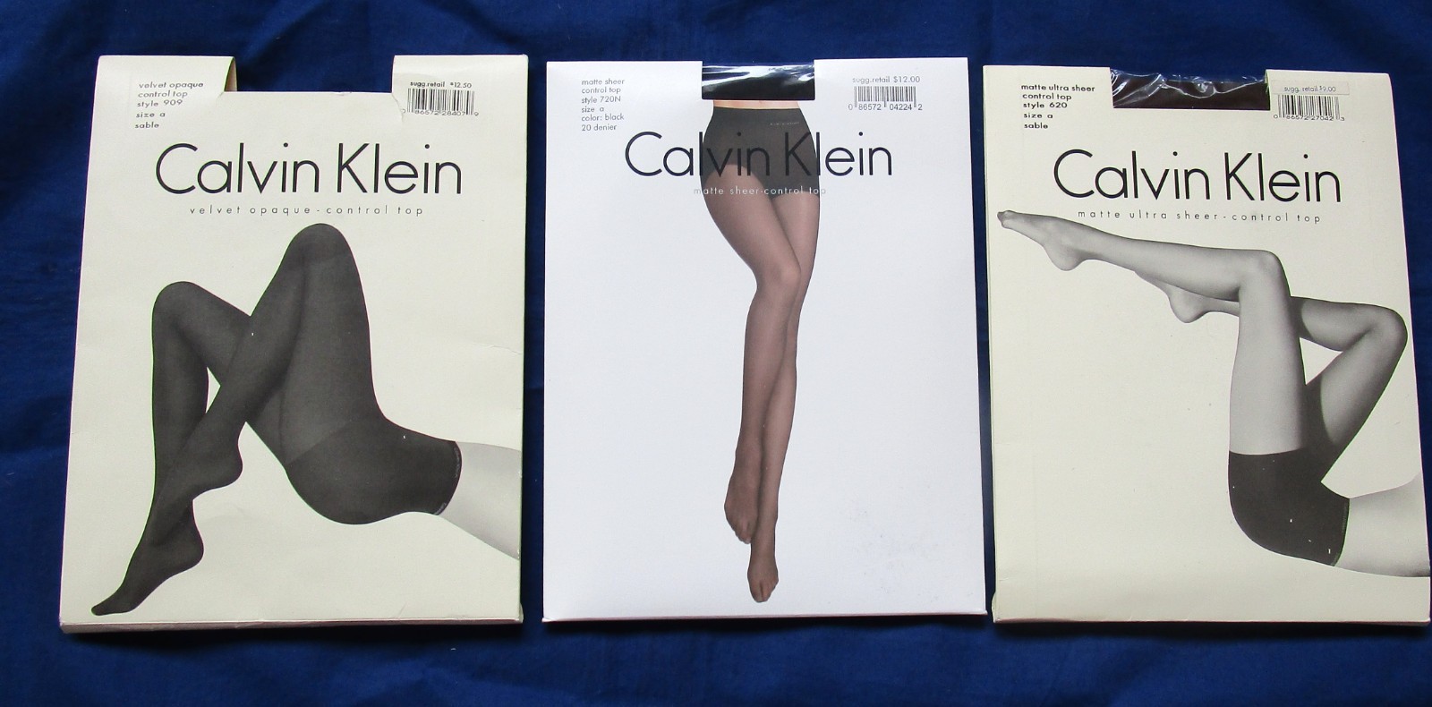 LOT OF 3 PAIRS OF CALVIN KLEIN PANTY HOSE—-NEW—SIZE A—3 DIFFERENT COLORS