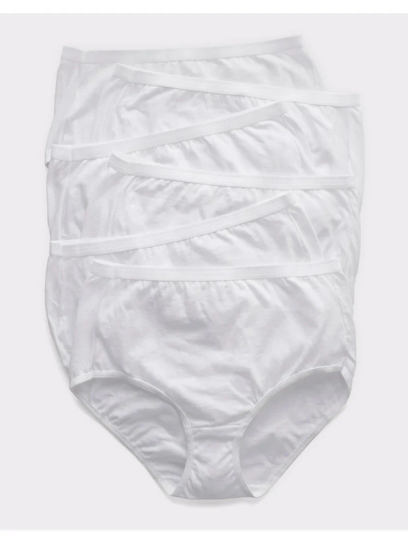 Hanes Ultimate Womens Size XL 8 White Cotton Tagless Brief Underwear 6 Pairs Pk