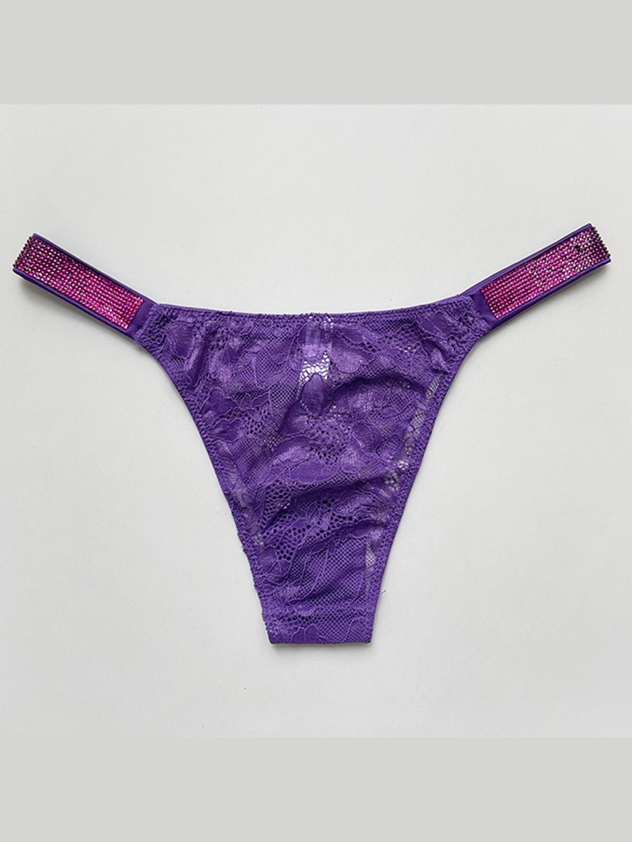 High Cut T Back Lace Briefs Underwear for Women Lace G String Thongs Panties