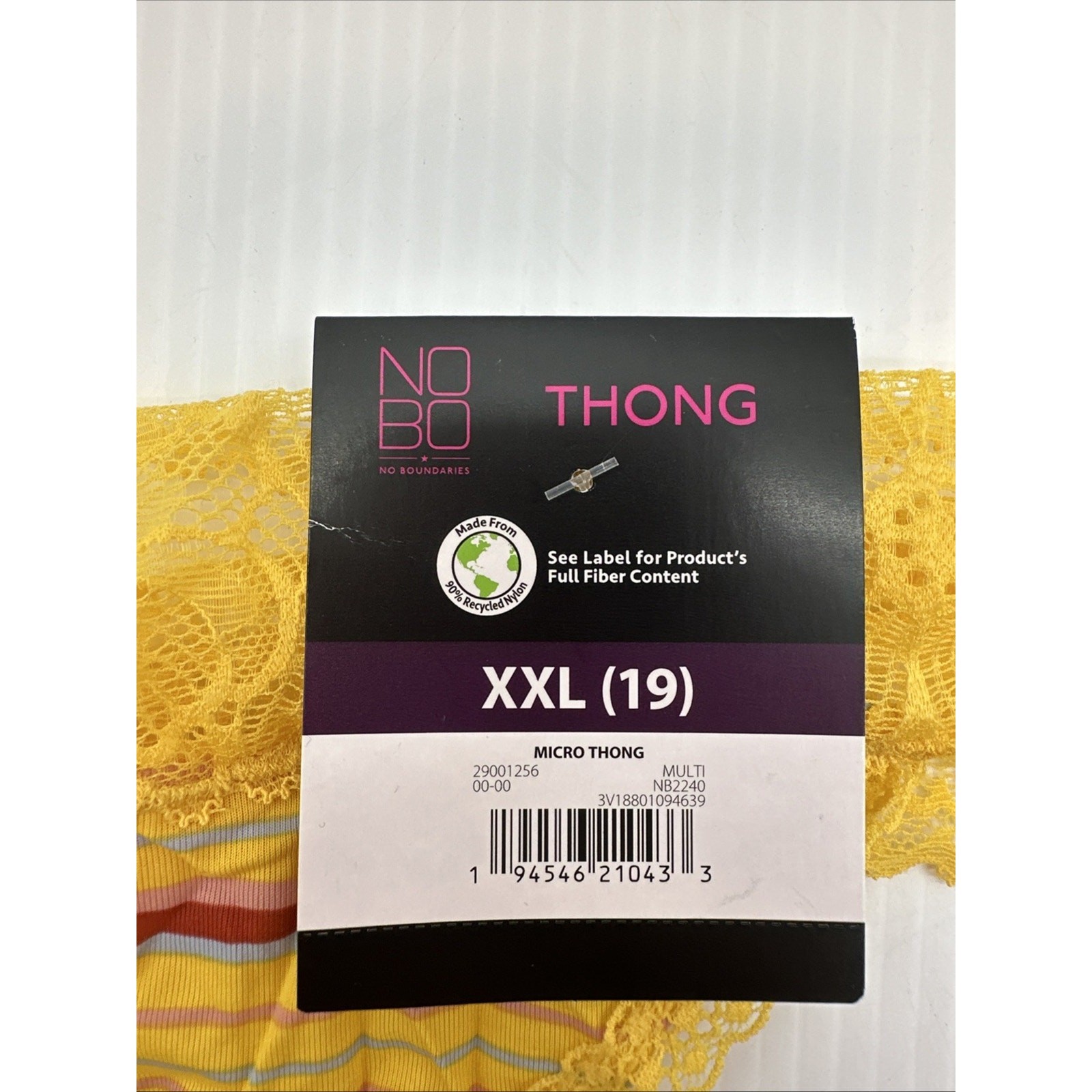 NOBO No Boundaries XXL(19) Set Of 3 Thong Panties Lace, Pink/orange Purple Yello