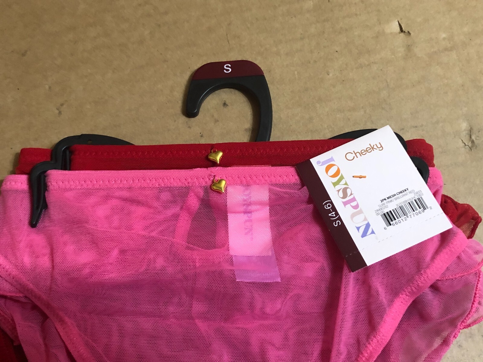 6 Pairs Joyspun MESH Cheeky Panties PINK & RED SOLID Size Small NWT
