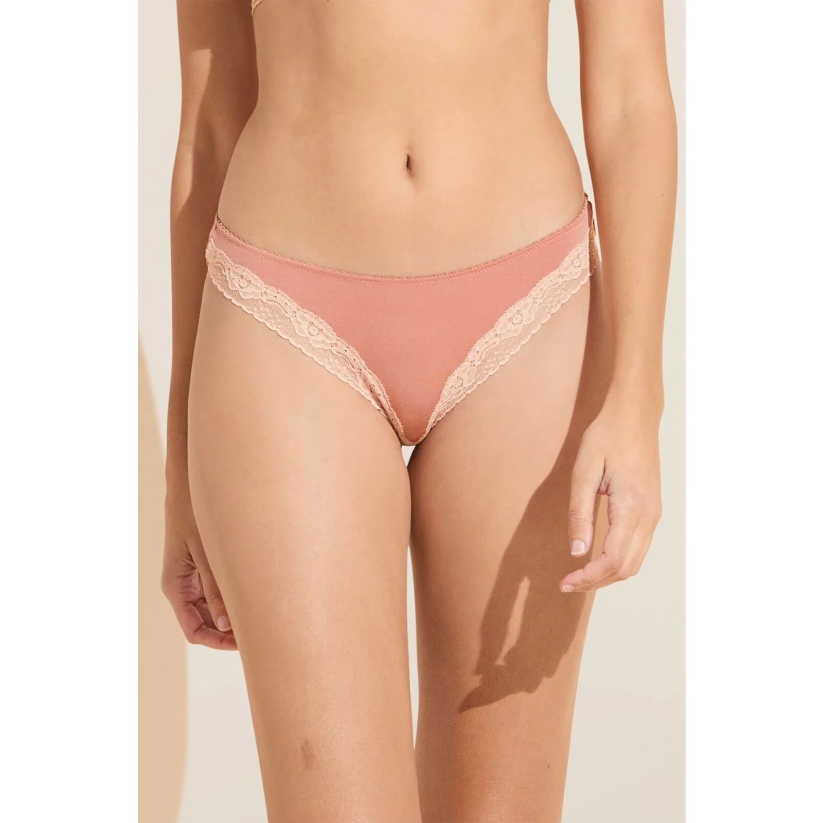 Eberjey Womens Flora Tencel Modal Thong Mid Rise Pink Rouge/Rose Size L NWT