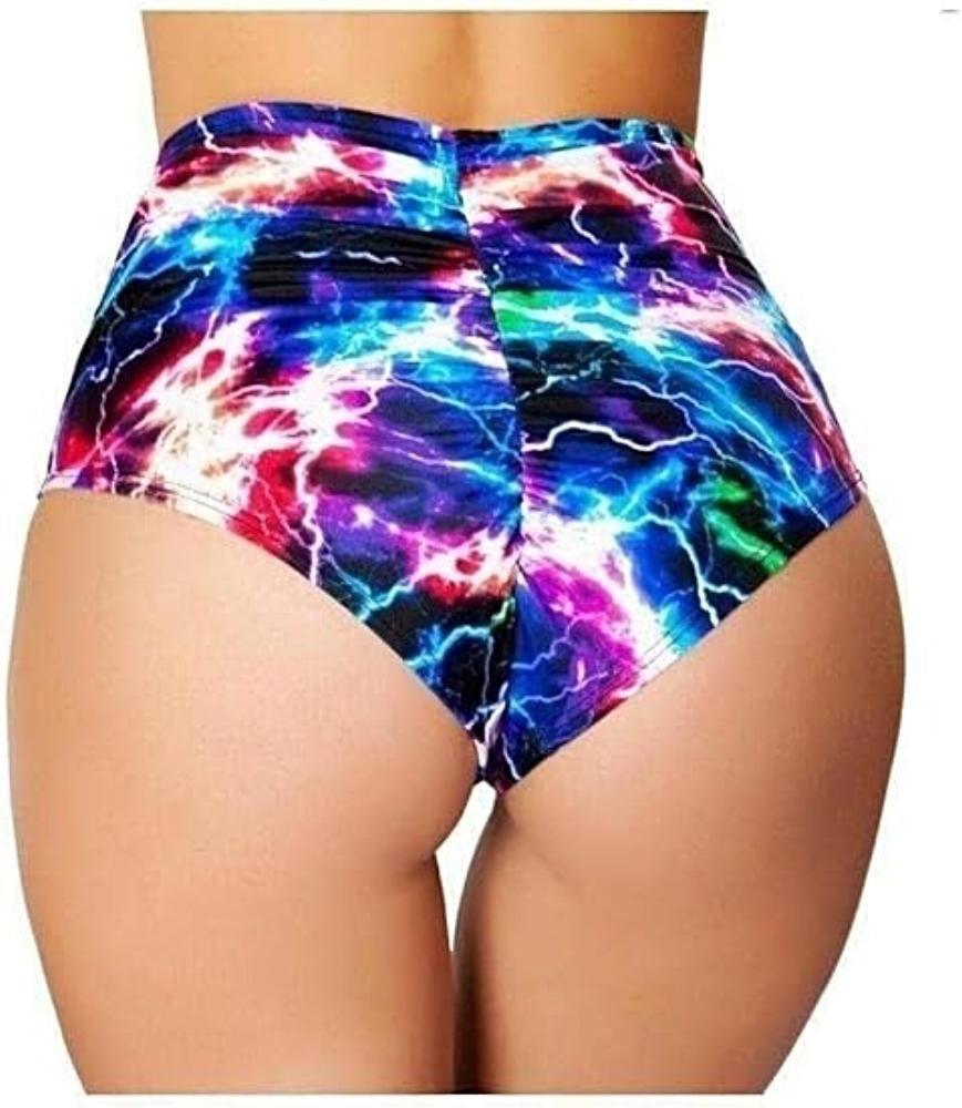 Colorful High-Waisted Shorts – ROMA IS-3319 Electric Printed Design, Multi Color
