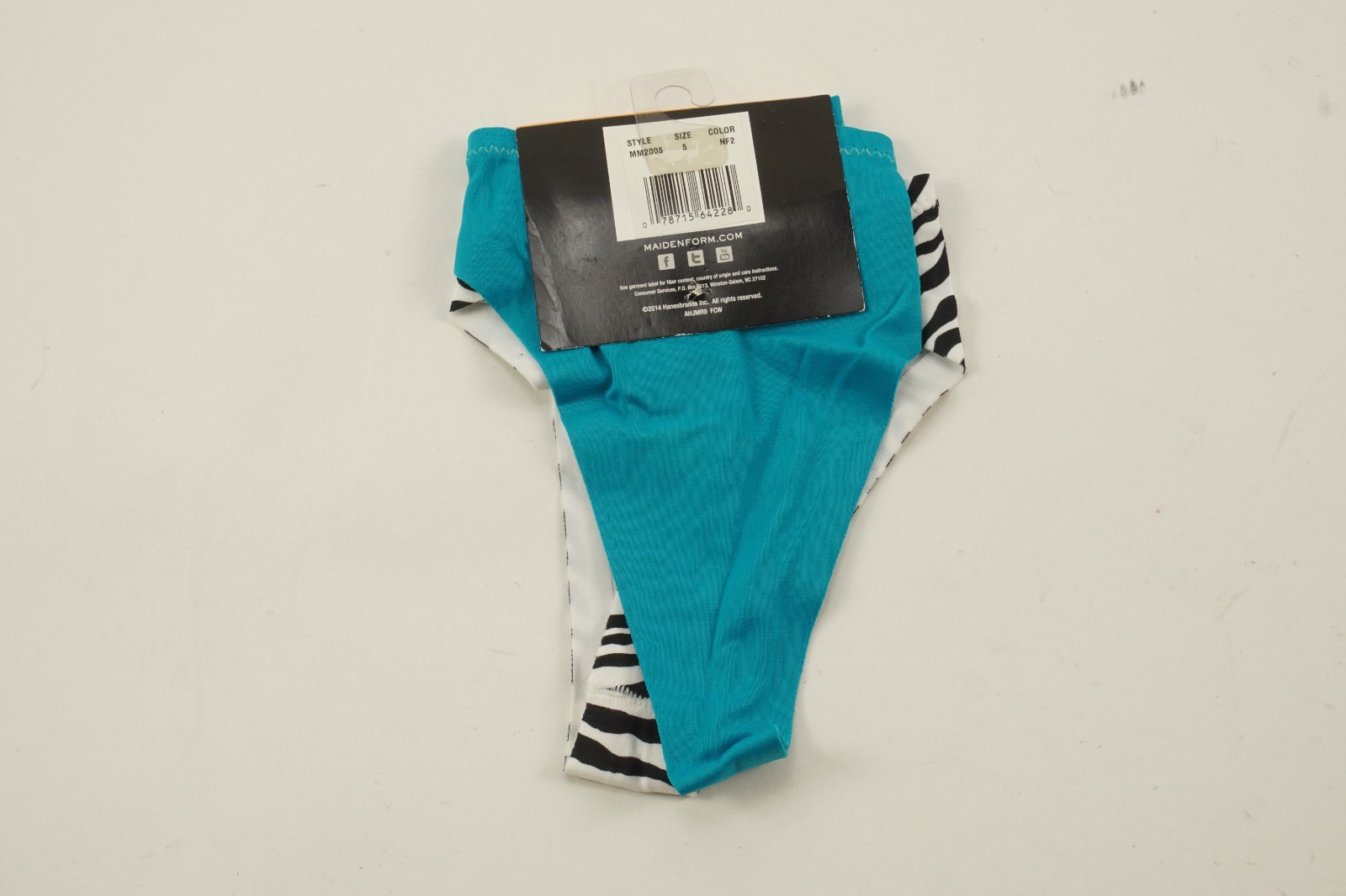 New Maidenform 2 Pack Thongs Small Zebra Striped Blue Lineless Nylon Underwear