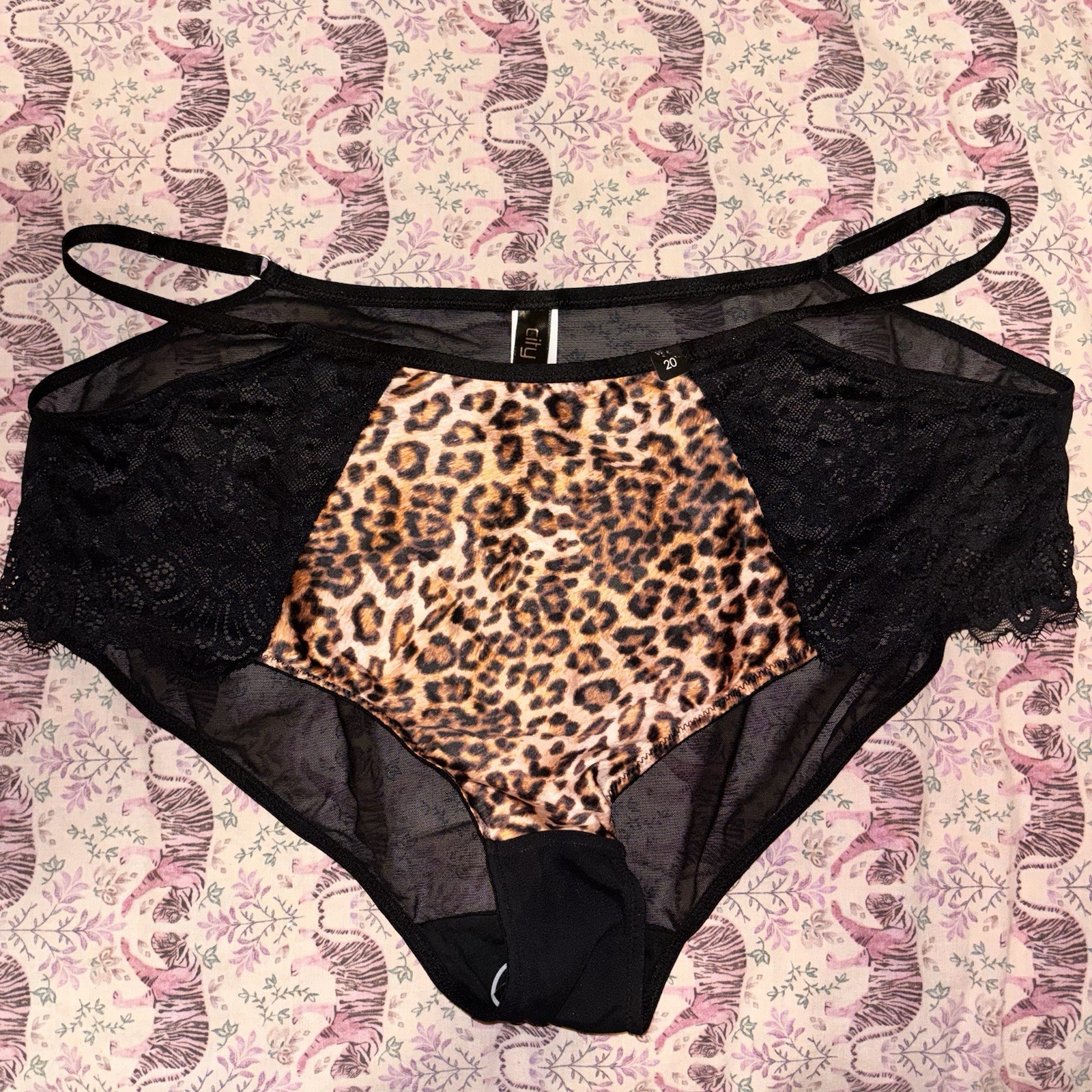 City Chic Boudoir Ladies Mimi Shorty Brief Leopard Print Size 20/L Lingerie BNWT
