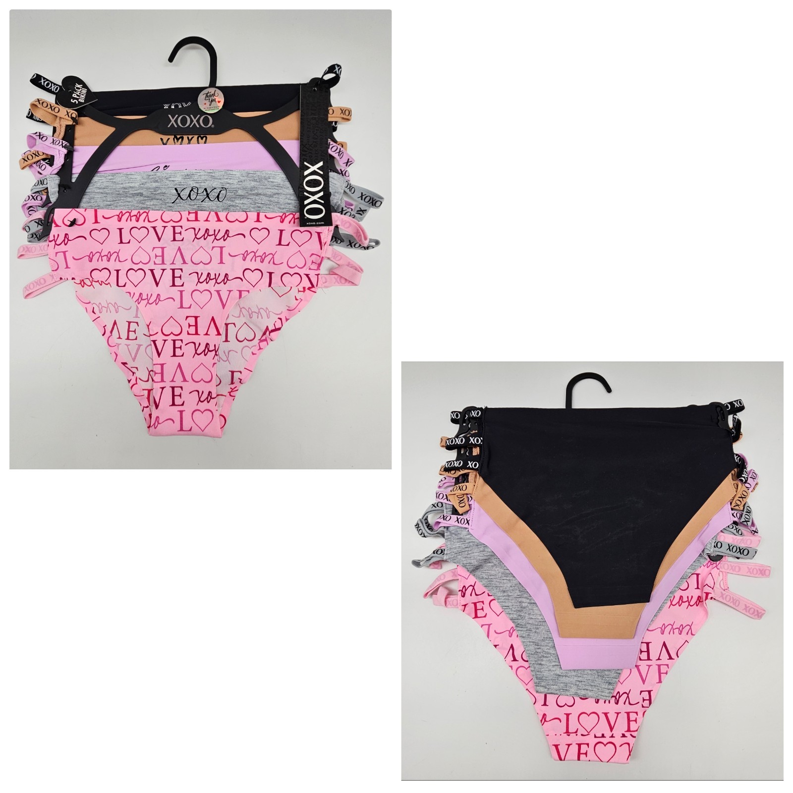XOXO 5 Pack Women’s S M L XL Microfiber Side Straps Bikini Black Beige Purple