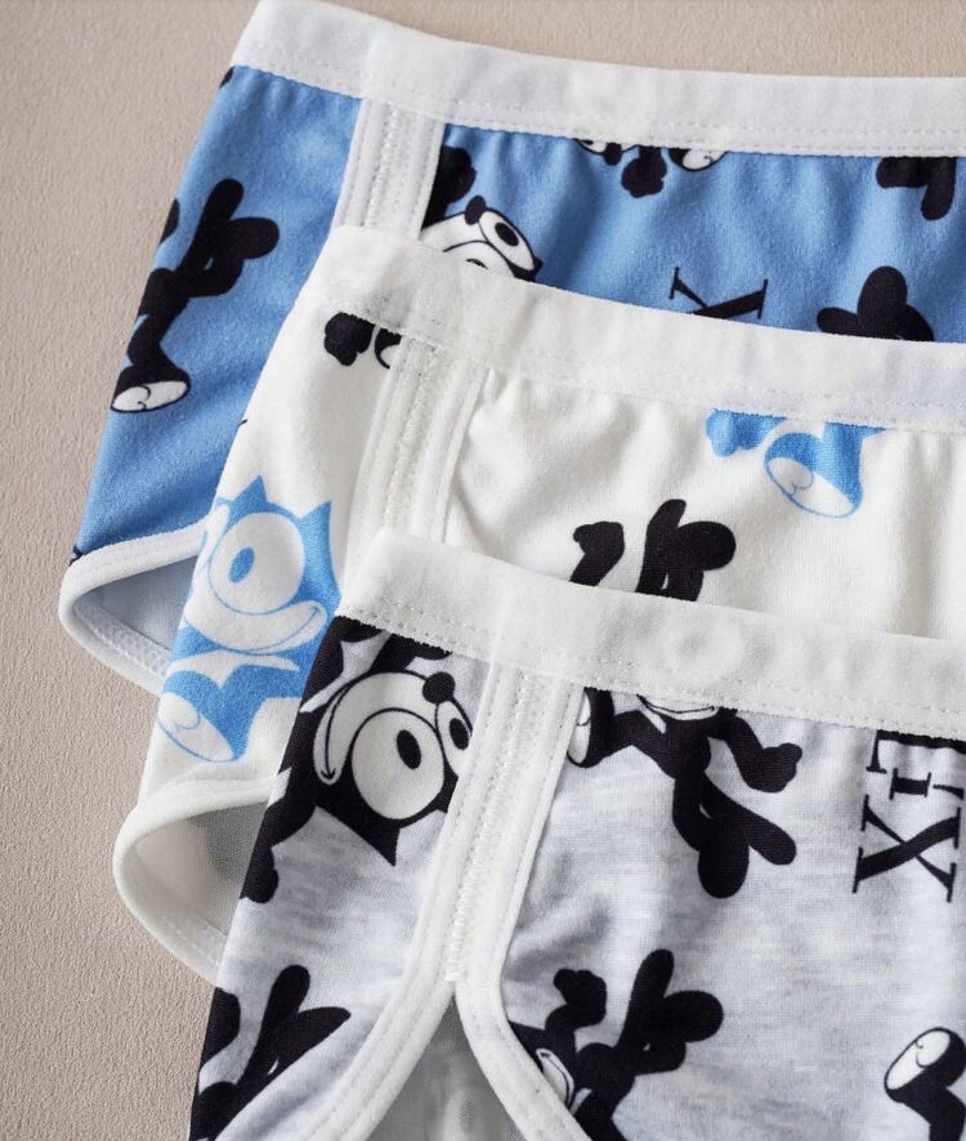 Women’s Teen Felix the Cat Blue Gray Bikini Kawaii Panties Cartoon 3pk Medium