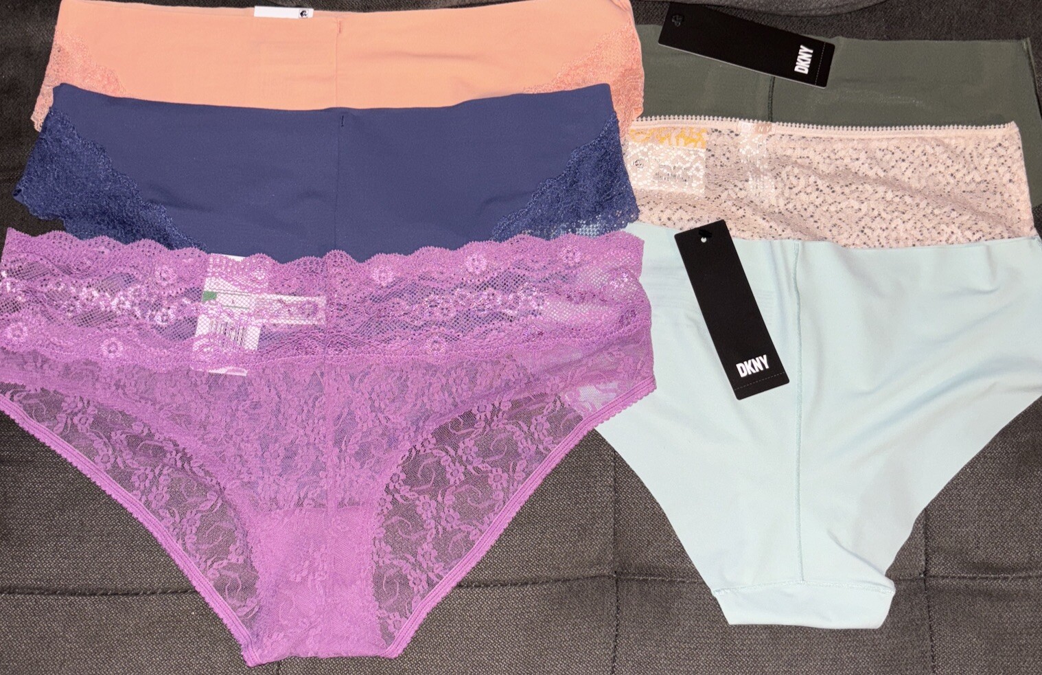 DKNY & b.’tempt’d Mixed Lot Of 6-Pairs Lace & Litewear Cheeky/Hipster Panties