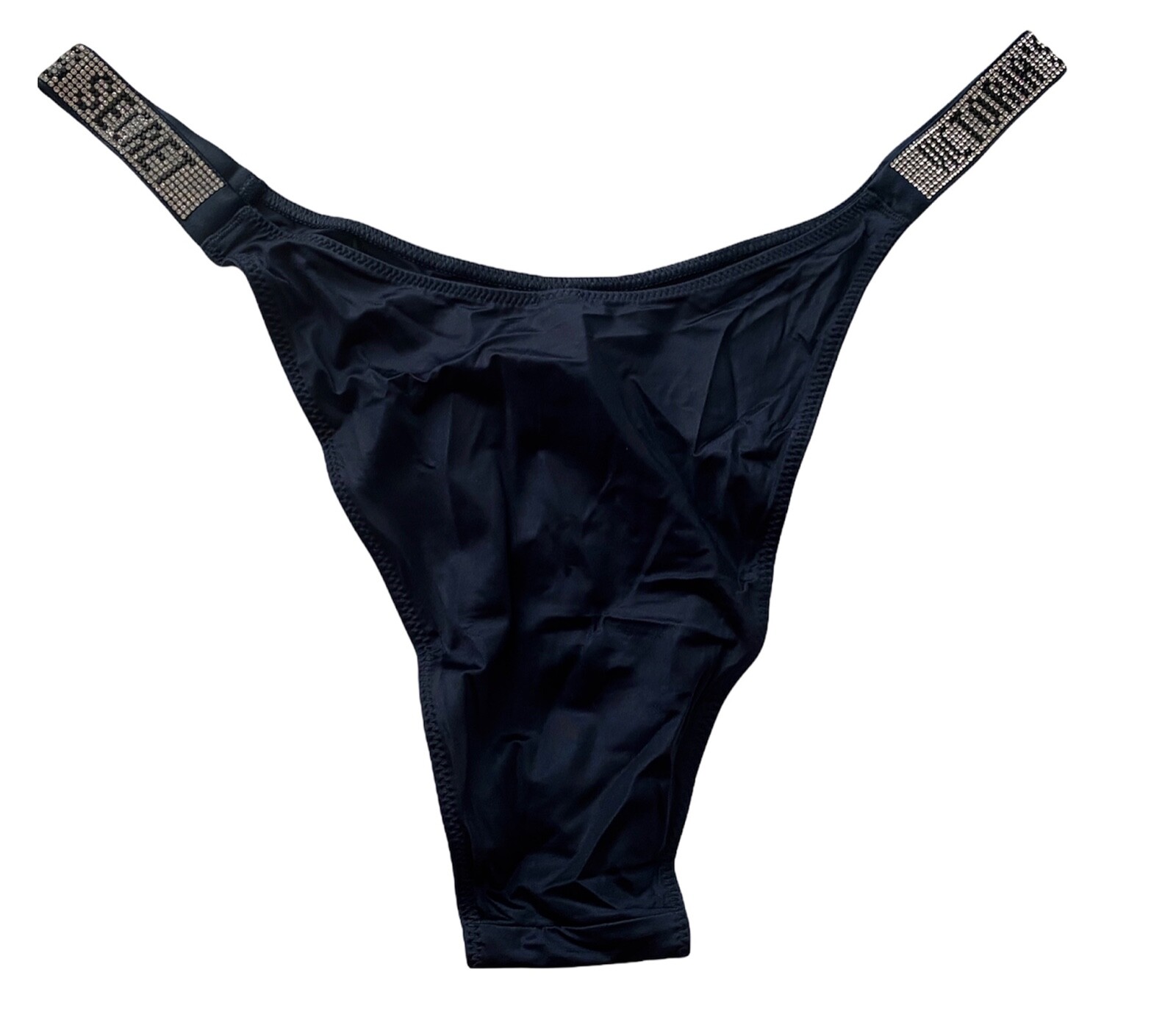 Victoria’s Secret Brazilian Panty Dark Blue Shine Strap Logo XL