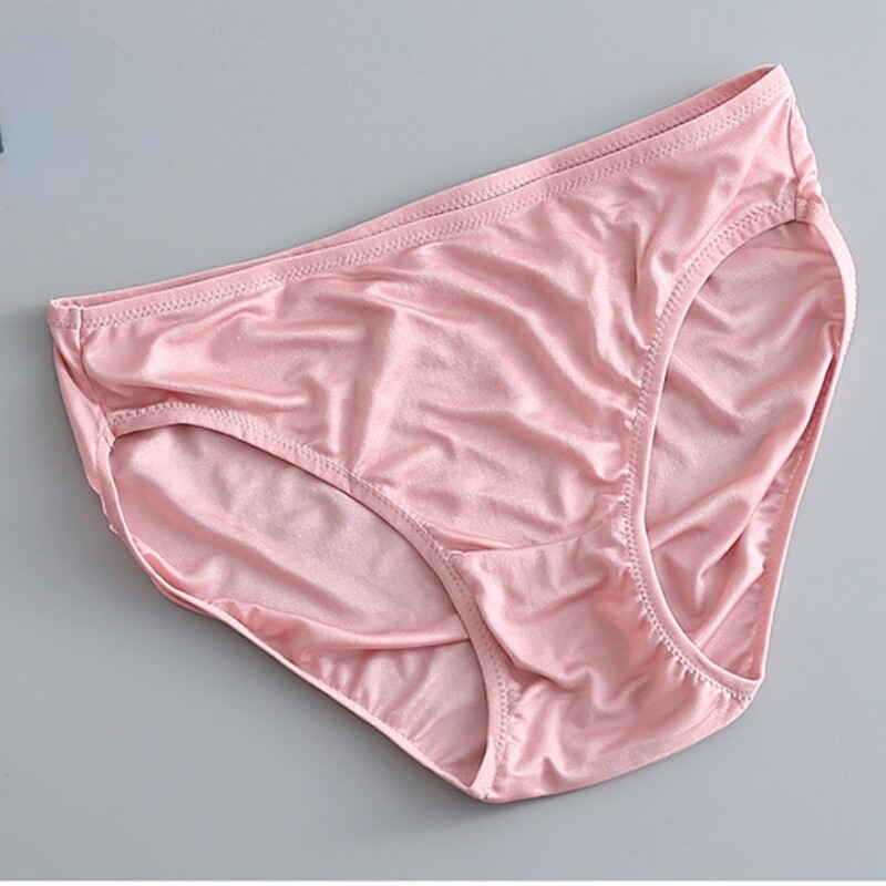 2 Pairs Women Silk Panties Briefs Lingerie Knickers Underwear Solid Comfy Soft