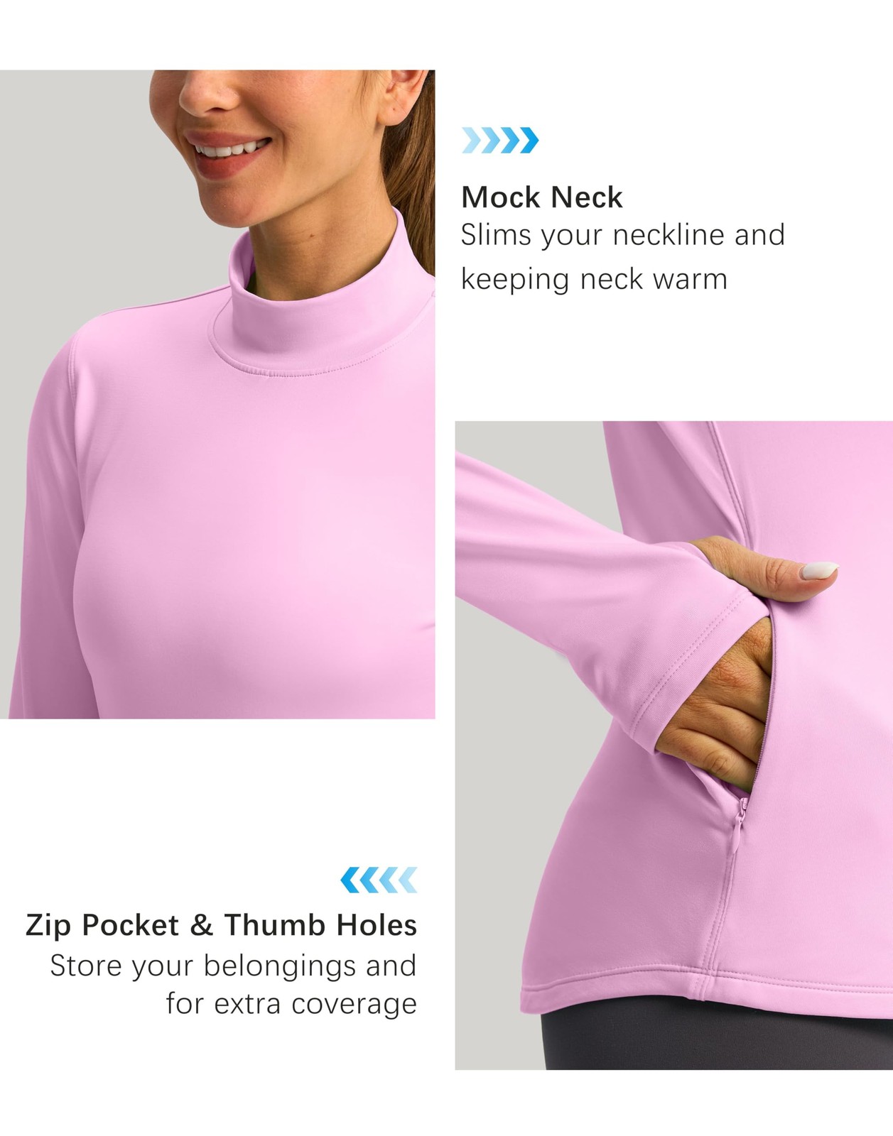 Thermal Shirts for Women Long Sleeve Mock Neck Fleece Tops Running Workout Co…