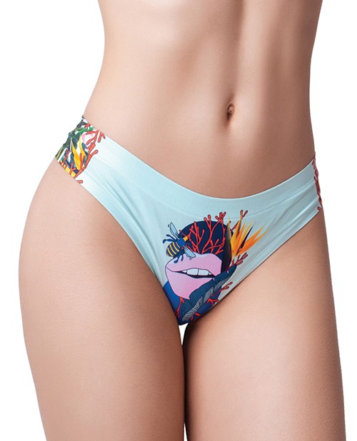 Sexy Thong Panty Multi Color Spandex Mememe Botanic Panic Lips Printed Thong