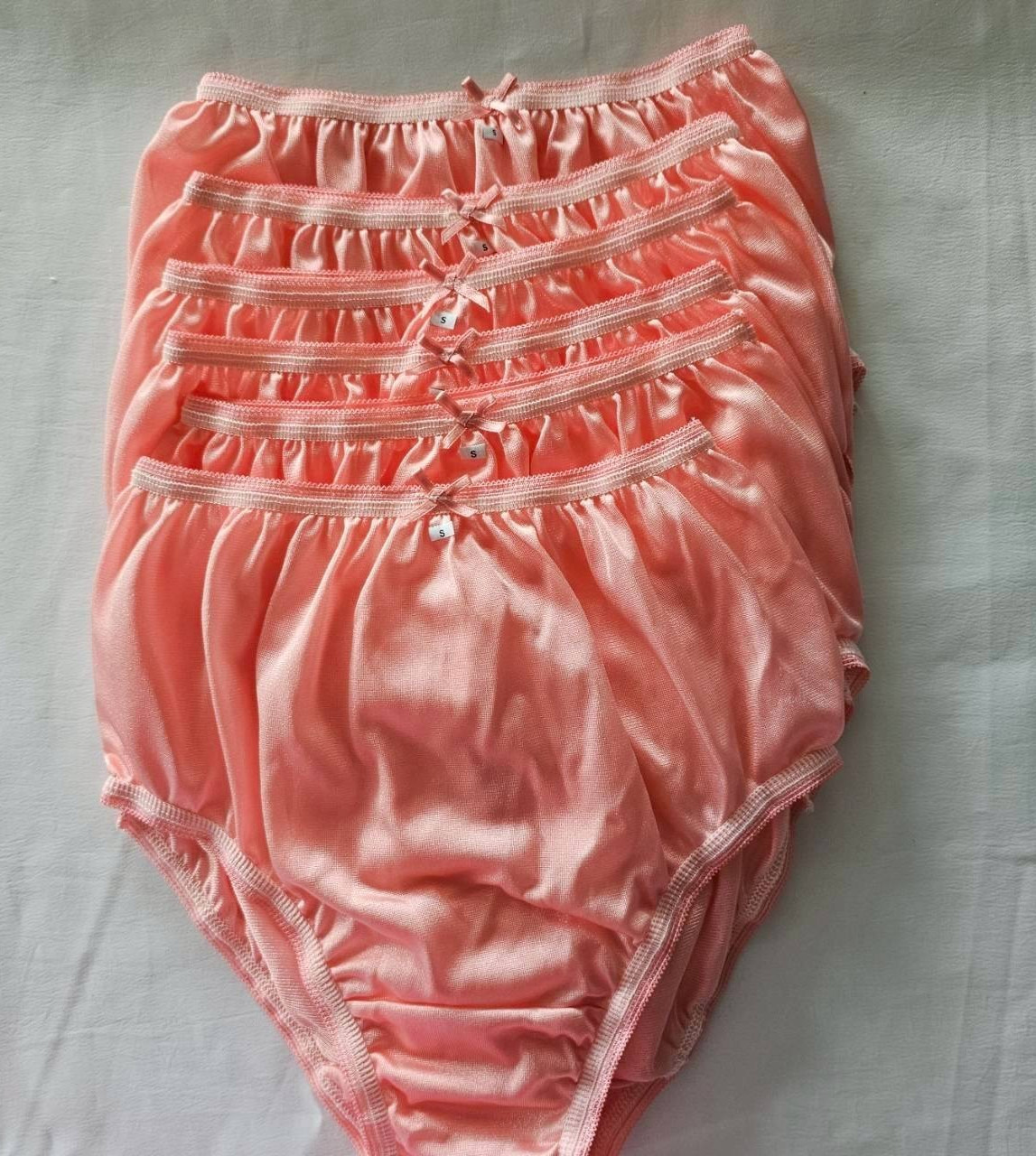 6 Underwear Women Nylon Panties Silky Light Soft High Waist 24″-28″/Orange/ S