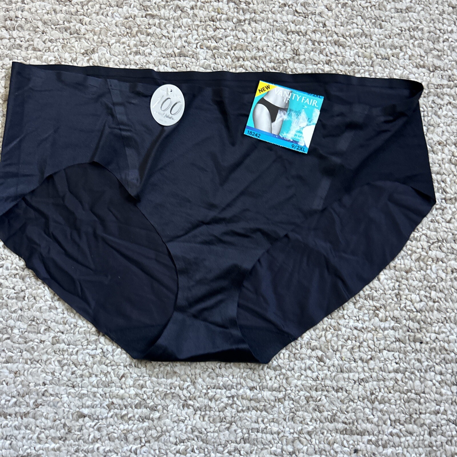 NEW Vanity Fair Women’s Nearly Invisible BIKINI #18242 PLUS SZ 9/2XL BLACK