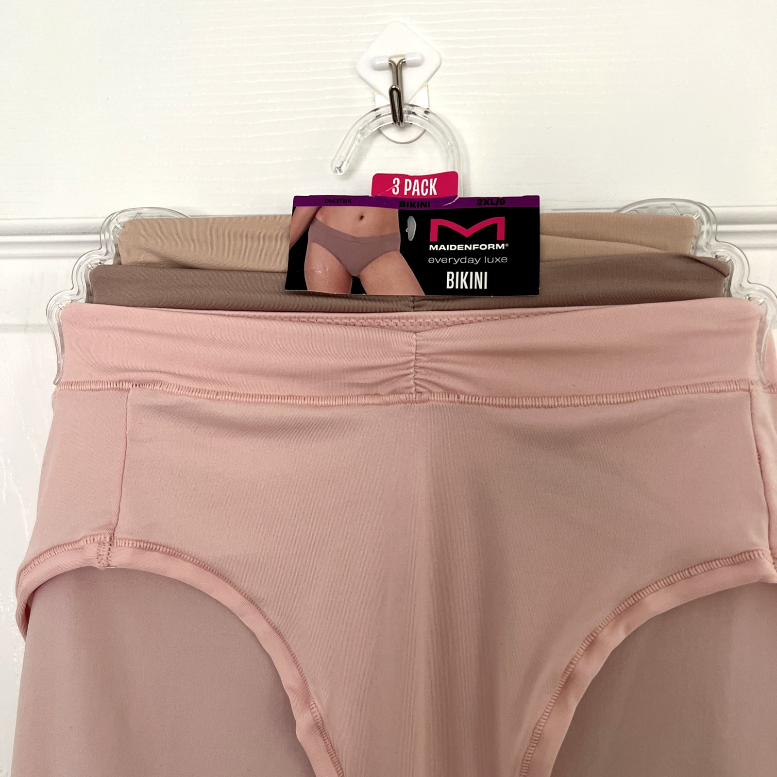 NEW 3 Pack Maidenform Everyday Luxe Bikini Panties 2XL/9 Multi-Color DM3TBK