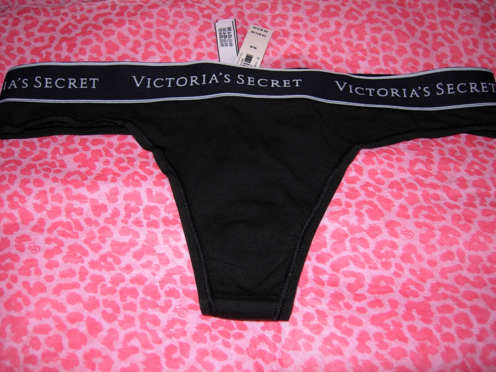 Victoria’s Secret Sexy Logo Band Lingerie Thong Black Pantie XS S M L XL XXL NWT