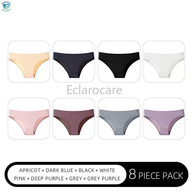 8pcs Women’s Low-Rise Briefs: 100% Cotton Breathable and Comfortable Solid Color