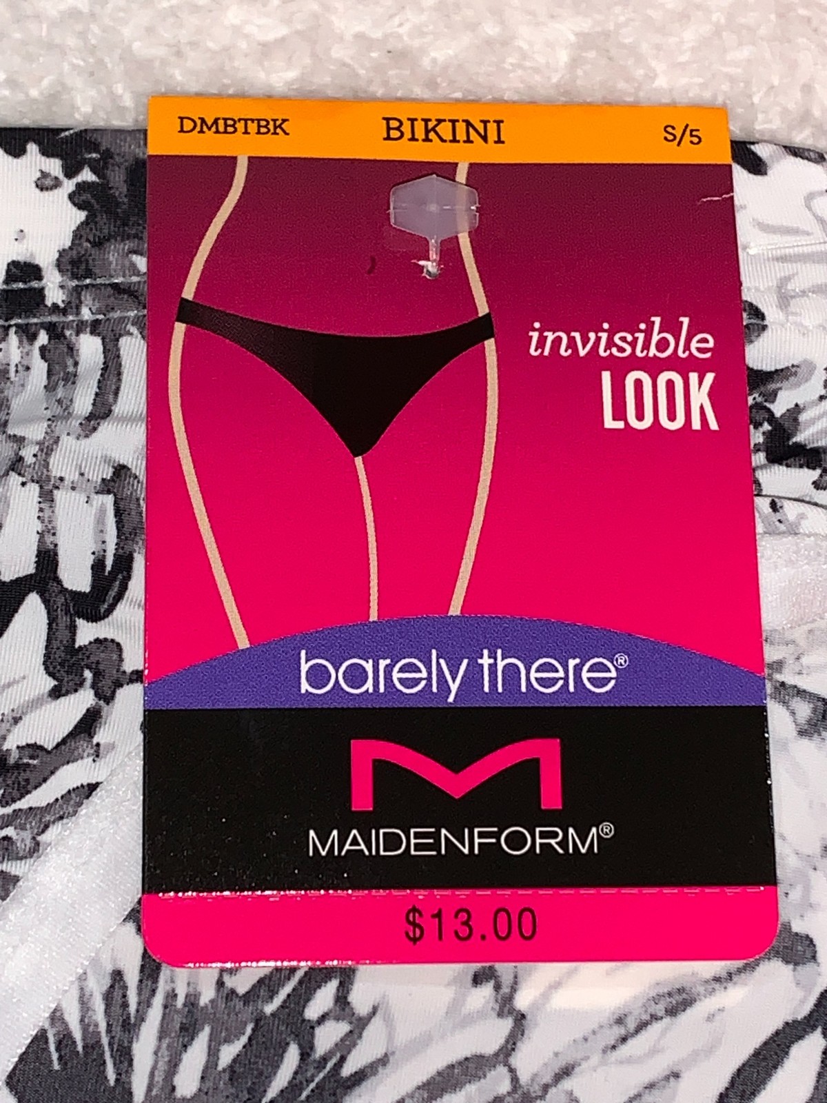 MAIDENFORM Barely There White Black Floral Invisible Bikini Panty Womens Sz L 7