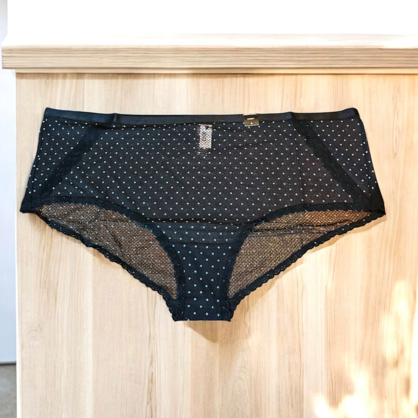 Torrid 6 (6X 30) Sexy Black Dot Mesh Sheer Mid Rise Cheeky Panty Panties New