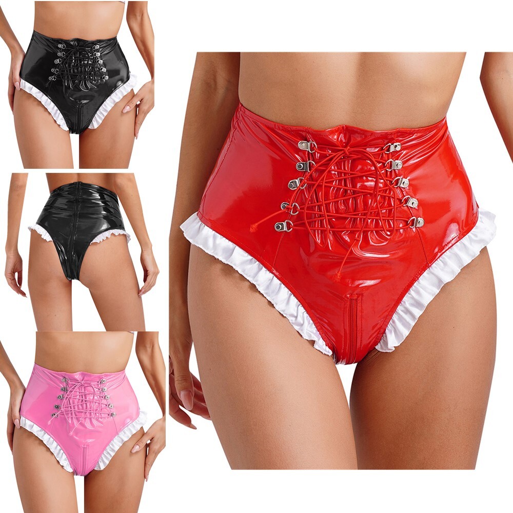 Women’s Knickers Role Play Briefs Nightclub Underwear Patent Leather Panties