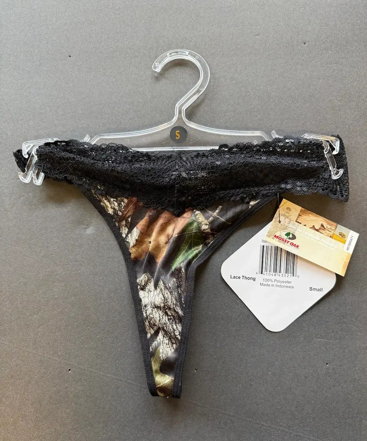 Wilderness Dreams Camo Thong With Black Lace, Camouflage Lingerie