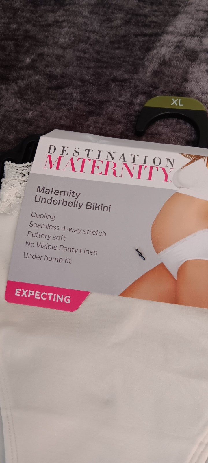 NWT Destination Maternity Underbelly Bikini Panties XL 2-Pack White/Black Lace