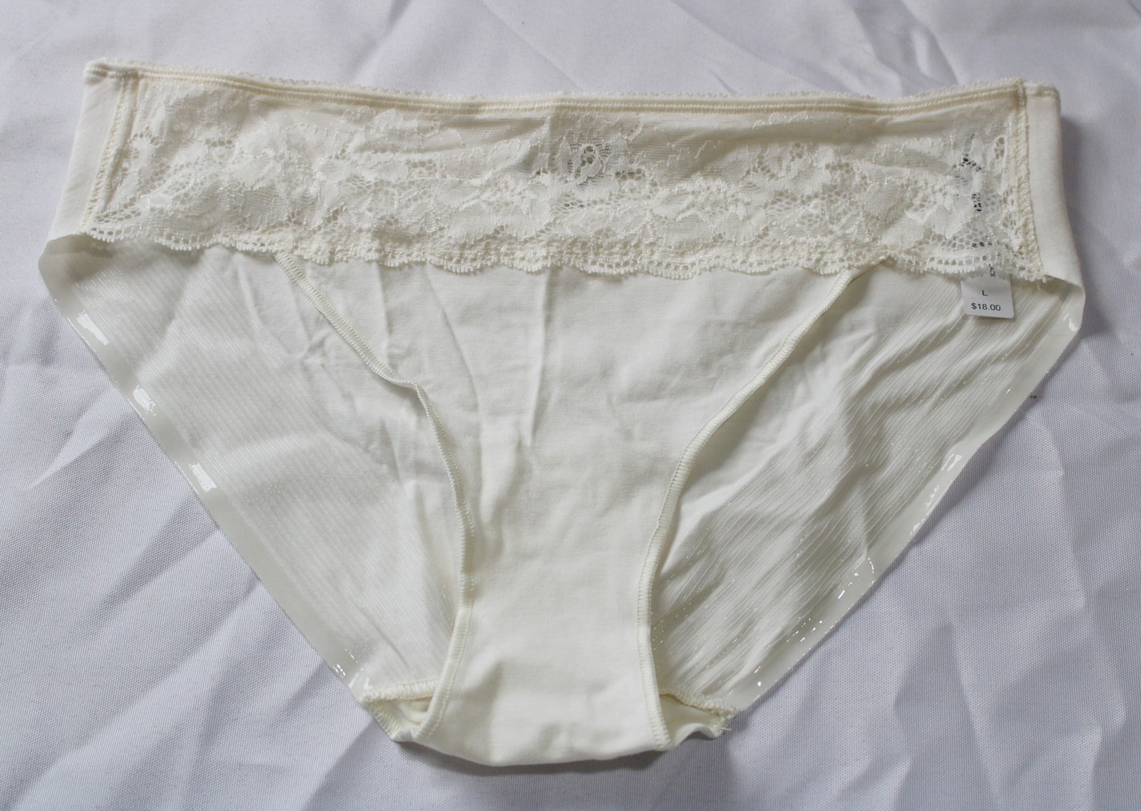 Soma Women’s Super-Soft Cotton Blend Hipster Panty with Lace DH3 Ivory Large NWT