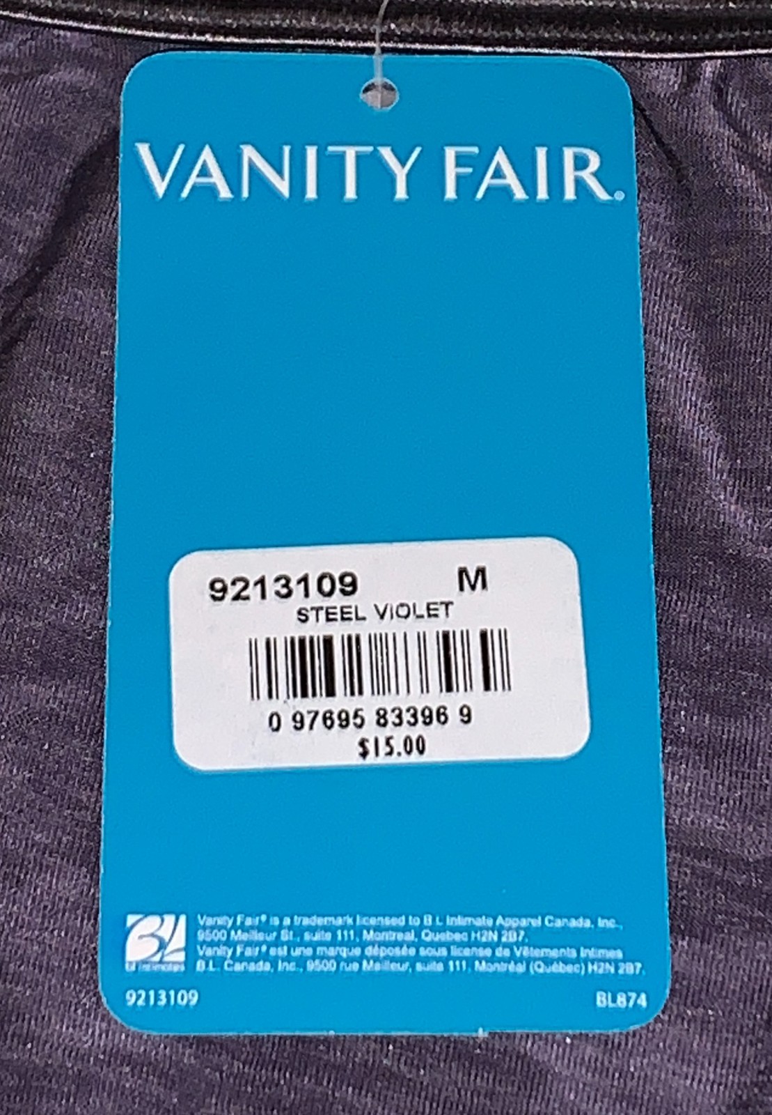 VANITY FAIR Shine Illumination Steel Violet Purple Brief Panty Womens M 6 3XL 10